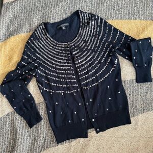 Banana Republic Navy Sequin Cardigan